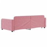 vidaXL Pat de zi cu extensie, roz, 90x200 cm, catifea
