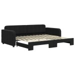 vidaXL Pat de zi cu extensie, negru, 90x200 cm, catifea vidaXL Pat de zi cu extensie, negru, 90x200 cm, catifea