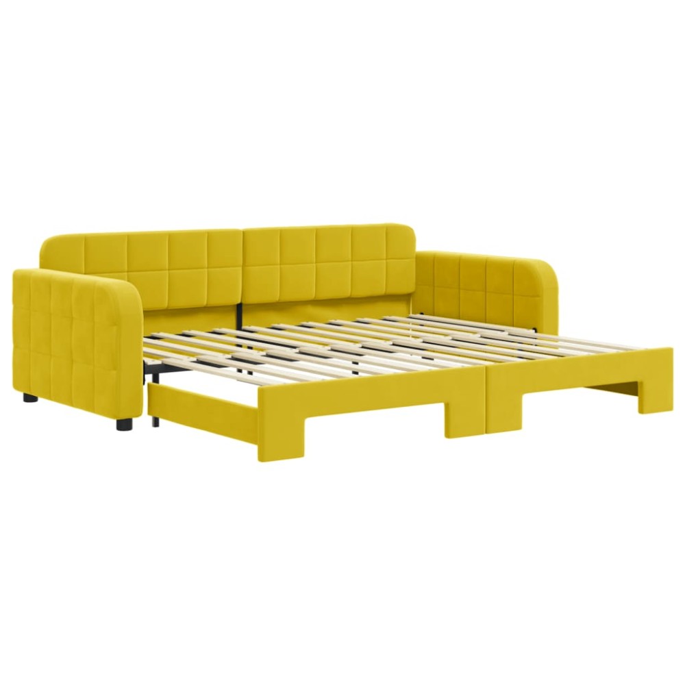 vidaXL Pat de zi cu extensie, galben, 90x200 cm, catifea