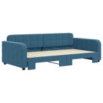 vidaXL Pat de zi cu extensie, albastru, 100x200 cm, catifea
