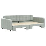 vidaXL Pat de zi cu extensie, gri deschis, 100x200 cm, catifea vidaXL Pat de zi cu extensie, gri deschis, 100x200 cm, catifea