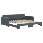 vidaXL Pat de zi cu extensie, gri închis, 100x200 cm, catifea