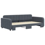 vidaXL Pat de zi cu extensie, gri închis, 100x200 cm, catifea