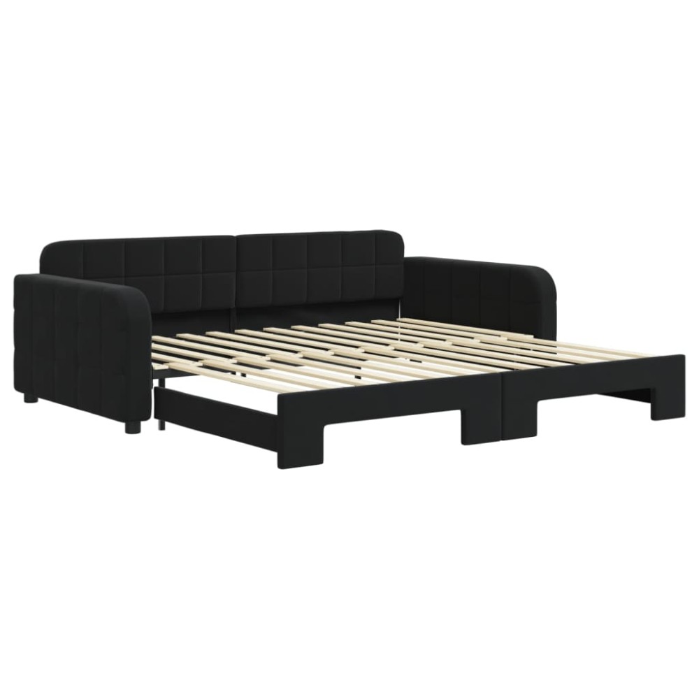 vidaXL Pat de zi cu extensie, negru, 100x200 cm, catifea