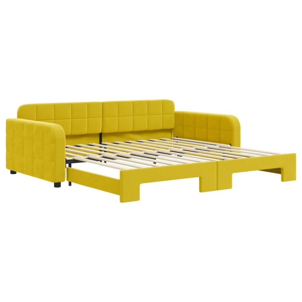 vidaXL Pat de zi cu extensie, galben, 100x200 cm, catifea