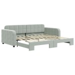 vidaXL Pat de zi cu extensie, gri deschis, 90x190 cm, catifea