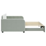 vidaXL Pat de zi cu extensie, gri deschis, 90x190 cm, catifea