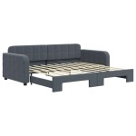 vidaXL Pat de zi cu extensie, gri închis, 90x190 cm, catifea vidaXL Pat de zi cu extensie, gri închis, 90x190 cm, catifea