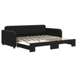 vidaXL Pat de zi cu extensie, negru, 90x190 cm, catifea vidaXL Pat de zi cu extensie, negru, 90x190 cm, catifea