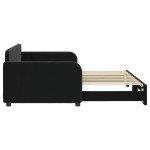 vidaXL Pat de zi cu extensie, negru, 90x190 cm, catifea vidaXL Pat de zi cu extensie, negru, 90x190 cm, catifea