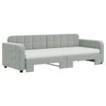 vidaXL Pat de zi cu extensie și saltele, gri deschis 80x200 cm catifea