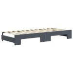 vidaXL Pat de zi cu extensie și saltele gri închis 80x200 cm catifea vidaXL Pat de zi cu extensie și saltele gri închis 80x200 cm catifea