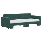 vidaXL Pat de zi cu extensie și saltele verde închis 80x200 cm catifea