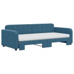 vidaXL Pat de zi cu extensie și saltea, albastru, 90x200 cm, catifea vidaXL Pat de zi cu extensie și saltea, albastru, 90x200 cm, catifea