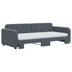 vidaXL Pat de zi cu extensie și saltele, gri închis 90x200 cm catifea vidaXL Pat de zi cu extensie și saltele, gri închis 90x200 cm catifea