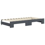 vidaXL Pat de zi cu extensie și saltele, gri închis 90x200 cm catifea vidaXL Pat de zi cu extensie și saltele, gri închis 90x200 cm catifea