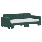 vidaXL Pat de zi cu extensie și saltele verde închis 90x200 cm catifea