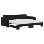 vidaXL Pat de zi cu extensie și saltea, negru, 90x200 cm, catifea vidaXL Pat de zi cu extensie și saltea, negru, 90x200 cm, catifea