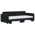 vidaXL Pat de zi cu extensie și saltea, negru, 90x200 cm, catifea vidaXL Pat de zi cu extensie și saltea, negru, 90x200 cm, catifea