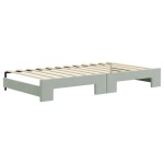 vidaXL Pat de zi cu extensie și saltele gri deschis 100x200 cm catifea vidaXL Pat de zi cu extensie și saltele gri deschis 100x200 cm catifea
