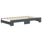 vidaXL Pat de zi cu extensie și saltele, gri închis 100x200 cm catifea vidaXL Pat de zi cu extensie și saltele, gri închis 100x200 cm catifea
