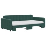vidaXL Pat de zi cu extensie și saltele verde închis 100x200cm catifea