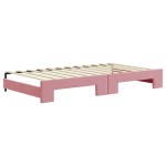 vidaXL Pat de zi cu extensie și saltea, roz, 100x200 cm, catifea vidaXL Pat de zi cu extensie și saltea, roz, 100x200 cm, catifea