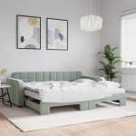 vidaXL Pat de zi cu extensie și saltele, gri deschis 90x190 cm catifea vidaXL Pat de zi cu extensie și saltele, gri deschis 90x190 cm catifea