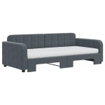 vidaXL Pat de zi cu extensie și saltele, gri închis, 90x190 cm catifea vidaXL Pat de zi cu extensie și saltele, gri închis, 90x190 cm catifea