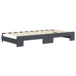 vidaXL Pat de zi cu extensie și saltele, gri închis, 90x190 cm catifea vidaXL Pat de zi cu extensie și saltele, gri închis, 90x190 cm catifea