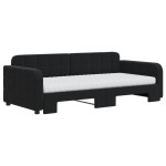 vidaXL Pat de zi cu extensie și saltele, negru, 90x190 cm, catifea