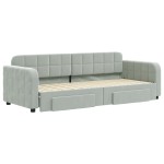 vidaXL Pat de zi cu extensie și sertare, gri deschis 80x200 cm catifea