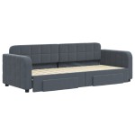 vidaXL Pat de zi cu extensie și sertare gri închis 80x200 cm catifea vidaXL Pat de zi cu extensie și sertare gri închis 80x200 cm catifea