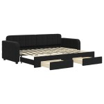 vidaXL Pat de zi cu extensie și sertare, negru, 80x200 cm, catifea