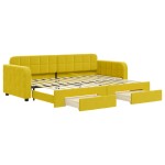 vidaXL Pat de zi cu extensie și sertare, galben, 80x200 cm, catifea vidaXL Pat de zi cu extensie și sertare, galben, 80x200 cm, catifea