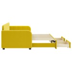 vidaXL Pat de zi cu extensie și sertare, galben, 80x200 cm, catifea vidaXL Pat de zi cu extensie și sertare, galben, 80x200 cm, catifea