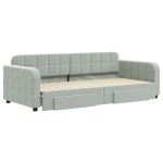 vidaXL Pat de zi cu extensie și sertare, gri deschis 90x200 cm catifea