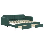 vidaXL Pat de zi cu extensie și sertare verde închis 90x200 cm catifea