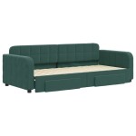vidaXL Pat de zi cu extensie și sertare verde închis 90x200 cm catifea