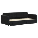 vidaXL Pat de zi cu extensie și sertare, negru, 90x200 cm, catifea vidaXL Pat de zi cu extensie și sertare, negru, 90x200 cm, catifea