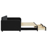 vidaXL Pat de zi cu extensie și sertare, negru, 90x200 cm, catifea vidaXL Pat de zi cu extensie și sertare, negru, 90x200 cm, catifea