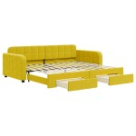 vidaXL Pat de zi cu extensie și sertare, galben, 90x200 cm, catifea vidaXL Pat de zi cu extensie și sertare, galben, 90x200 cm, catifea