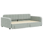 vidaXL Pat de zi cu extensie și sertare gri deschis 100x200 cm catifea