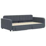 vidaXL Pat de zi cu extensie și sertare gri închis 100x200cm catifea