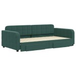 vidaXL Pat de zi cu extensie și sertare verde închis 100x200cm catifea