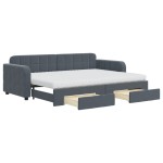 vidaXL Pat de zi cu extensie și sertare gri închis 80x200 cm catifea vidaXL Pat de zi cu extensie și sertare gri închis 80x200 cm catifea