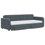 vidaXL Pat de zi cu extensie și sertare gri închis 80x200 cm catifea vidaXL Pat de zi cu extensie și sertare gri închis 80x200 cm catifea