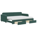 vidaXL Pat de zi cu extensie și sertare verde închis 80x200 cm catifea