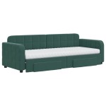 vidaXL Pat de zi cu extensie și sertare verde închis 80x200 cm catifea