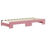 vidaXL Pat de zi cu extensie și sertare, roz, 80x200 cm, catifea vidaXL Pat de zi cu extensie și sertare, roz, 80x200 cm, catifea